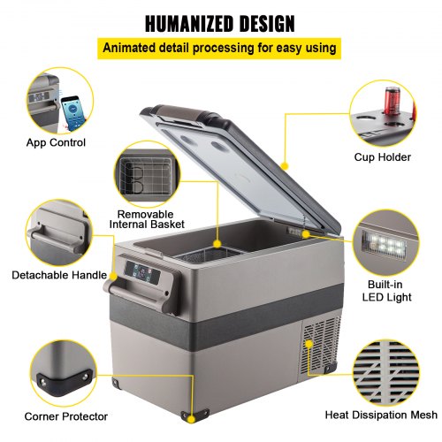 VEVOR Auto Kühlschrank 45L Kompressorkühlbox für Boot Lkw Auto usw Mini Kühlschrank 60W