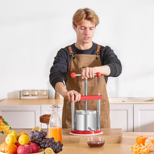 VEVOR Obstweinpresse Manuelle Presse Weinherstellung 1,65L Edelstahl Obstmühle