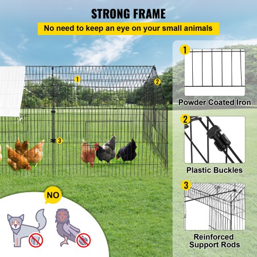 VEVOR Hühnerstall 220 x 106 x 104 cm Freilaufgehege aus pulverbeschichtetem Eisen Freigehege mit 4 Türen Voliere Kleintierstall Tiergehe Geeignet für