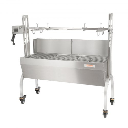 VEVOR Spanferkelgrill Lammgrill 117 cm, 60 kg Edelstahl Drehspieß 4-stufig Höhenverstellbar, 50 W 2 in 1 BBQ-Rotisserie-Grill inkl. Gewürzdose &amp; Reinigungsbürste &amp; Griff Elektrogrill mit Umlenkblech