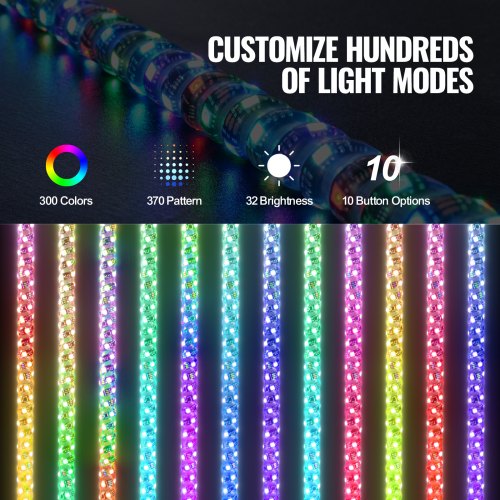 VEVOR 1 Stück 4 Fuß Peitschenlicht, APP- und RF-Fernbedienung, LED-Peitschenlicht, Wasserdichte 360°-Spiral-RGB-Peitschen mit Beleuchtung &amp; 2 Flaggen, für UTVs, ATVs, Motorräder, RZR, Can-Am
