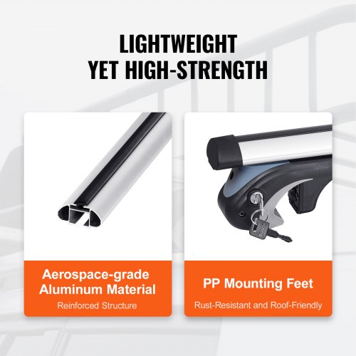 VEVOR Dachträger Universal Dachgepäckträger Auto Alu Querträger 90 kg Tragkraft, für erhöhte Seitenschiene mit Lücke, passend Innenabstand des Dachbalkens 19-113cm, Rohrdurchmesser 28-68 mm