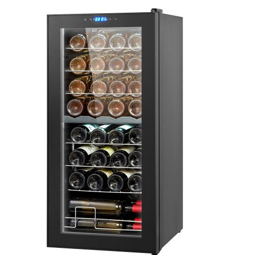 VEVOR Weinkühler Freistehender Kühlschrank 32 Flaschen Doppelzone LED Digital