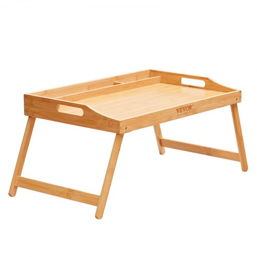 VEVOR Betttablett Tisch mit Faltbaren Beinen &amp; Medienschlitz, Bambus-Frühstückstablett für Sofa, Bett, Essen, Snacken und Arbeiten, Serviertablett für Laptop, Schreibtisch, TV-Tablett