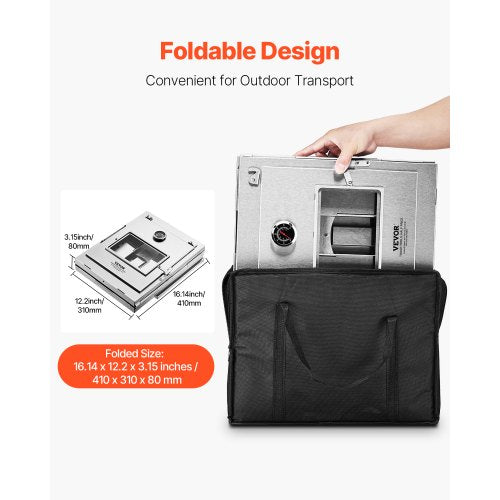 VEVOR Faltbarer Campingofen Edelstahl Tragbare Campingherde 3-stufig 30 L