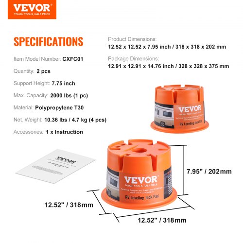 VEVOR Trailer Jack Block 2000LBS RV Reisezubehör Stabilisatorständer 2er-Pack