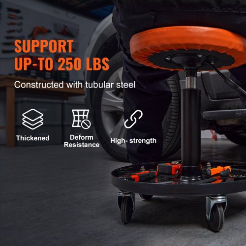VEVOR verstellbarer Mechaniker-Rollhocker, Werkzeugablage für Werkstatt, Garage