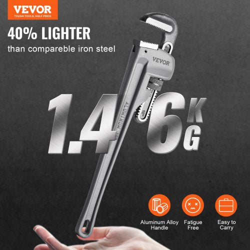 VEVOR 3-teiliges Aluminium-Rohrzangen-Set gerade 10/14/18 Zoll Sanitär-Schlüssel