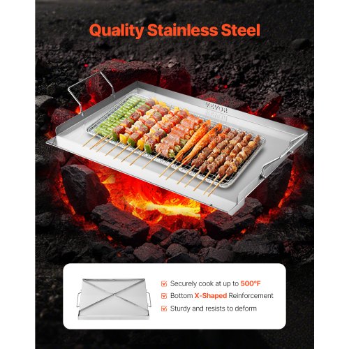 VEVOR Flache Grillplatte Grillpfanne Edelstahl BBQ Kochgeschirr 585x365mm