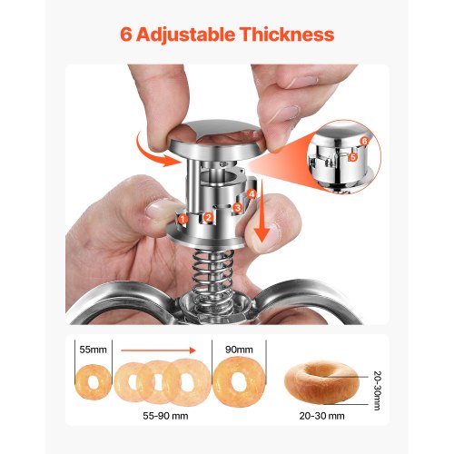 VEVOR Manueller Donut-Trichter Donut-Teigspender Edelstahl2,4L Einstellbar