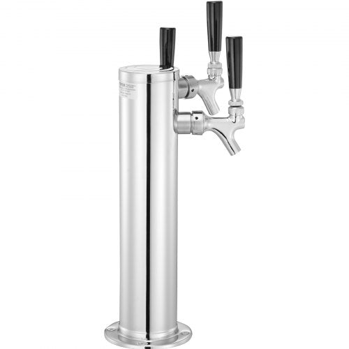 VEVOR Bierzapfturm mit 3 Zapfhähnen, Bierfassturm aus Edelstahl, Kegerator-Turm-Kit mit Vormontierten Schläuchen &amp; selbstschließenden Zapfhähnen für Partys, Bars, Pubs und Restaurants