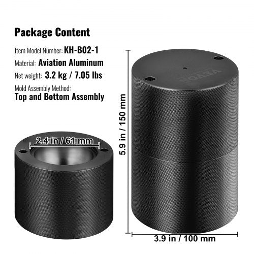 VEVOR Eiswürfelbereiter Eiswürfelformen Satz 60 mm, Eiswürfelform Eiskugelform mit Eiszange &amp; Tropfschale, Alu Schwarze Strapazierfähige Eiswürfelformen Eiswürfelbehälter Whisky Americano, Saft