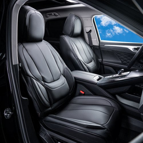 VEVOR Sitzbezüge, Universal-Autositzbezüge für Vordersitze, 6-teiliger Kunstleder-Sitzbezug, vollständig geschlossenes Design, abnehmbare Kopfstütze und Airbag-kompatibel, Autos, SUVs und Lkws