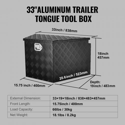 VEVOR Anhänger-Zungenbox, Werkzeugkiste mit Diamantplatte aus Aluminiumlegierung, robuste Anhängerbox-Aufbewahrung mit Schloss und Schlüsseln, Mehrzweck-Anhänger-Zungenbox für Pickup-Truck, Wohnmobil,