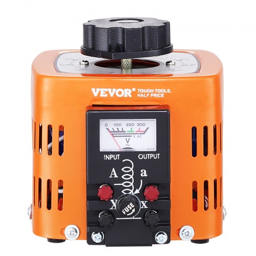 VEVOR Automatischer variabler Stelltransformator 500 VA, 1,7 A, Eingang 230 V, Ausgang 0-300 V, AC-Spannungsregler 4 Sicherungen, thermischer Steuerschalter für Haus, Büro