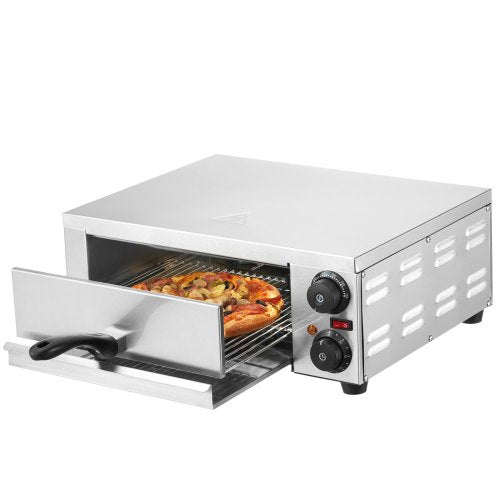 VEVOR Kommerzieller Pizzaofen Backofen 305mm Edelstahl Elektrisch 2 Drehknöpfe