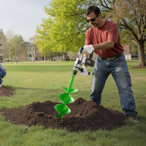 VEVOR Erdbohrer Pfahlbohrer Erdlochbohrer Gartenbohrer für Bohrmaschine 20x79cm