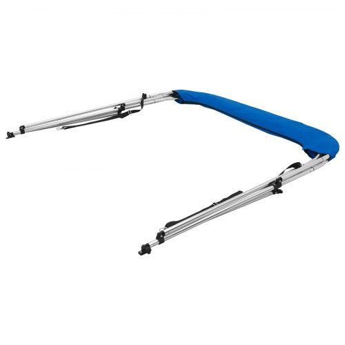 VEVOR 3-Bogen-Bimini-Top-Bootsabdeckung, 1370-1520 mm Einbaubreite 900D-Polyester-Überdachung mit Aluminiumlegierungsrahmen, Wasserdicht  &amp; Sonnenschutz, inkl. Aufbewahrungsbox, 2 Stützstangen Blau