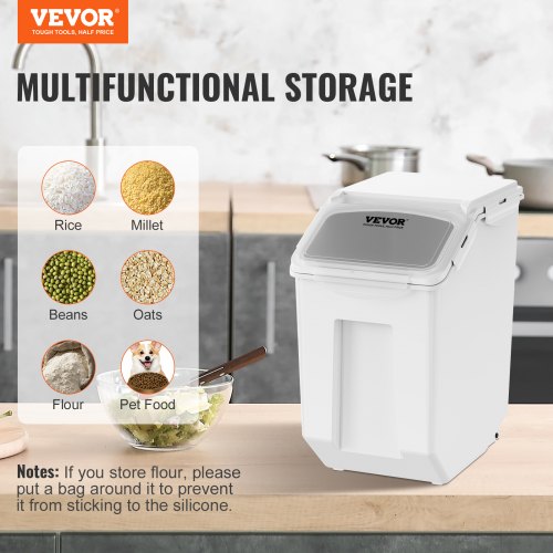 VEVOR Mottensichere Vorratsdosen Aufbewahrungsbox Küche 15 L x 2, Sichtbarer Vorratsbehälter PP mit Deckel und Rollen, Luftdichter Behälter für Reis, Mehl, Zucker, Hülsenfrüchte, Nüsse, Tiernahrung