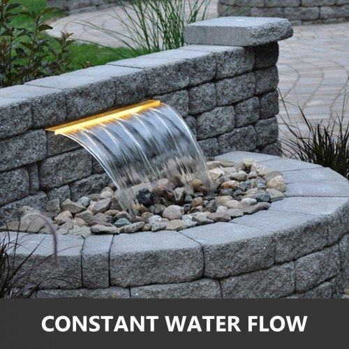 VEVOR Schwalldusche Pool Wasserfall Poolfontäne Led 17,7 x 4,5 x 3,1 Poolbrunnen 1,3 Wasserfontäne 0,87 Dekoration Gartenteich