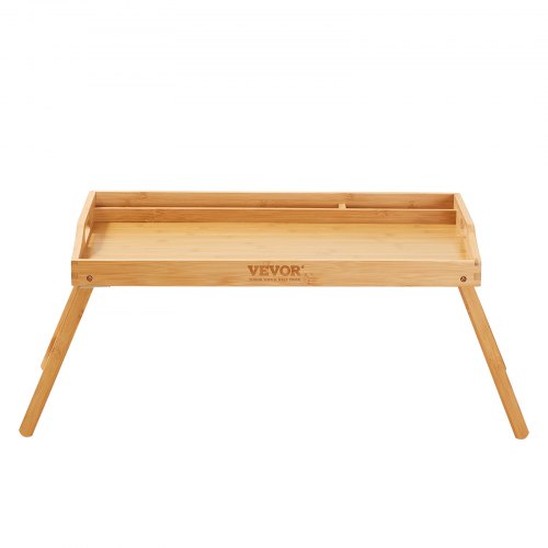 VEVOR Betttablett Tisch mit Faltbaren Beinen &amp; Medienschlitz, Bambus-Frühstückstablett für Sofa, Bett, Essen, Snacken und Arbeiten, Serviertablett für Laptop, Schreibtisch, TV-Tablett