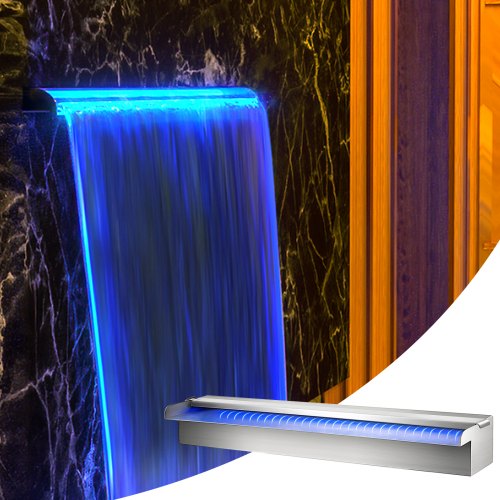 VEVOR Schwalldusche Wasserfall Poolfontäne Led 23,6  x 4,5 x 3,1  Poolbrunnen 1,3 Wasserfontäne 0,87 Dekoration Gartenteich