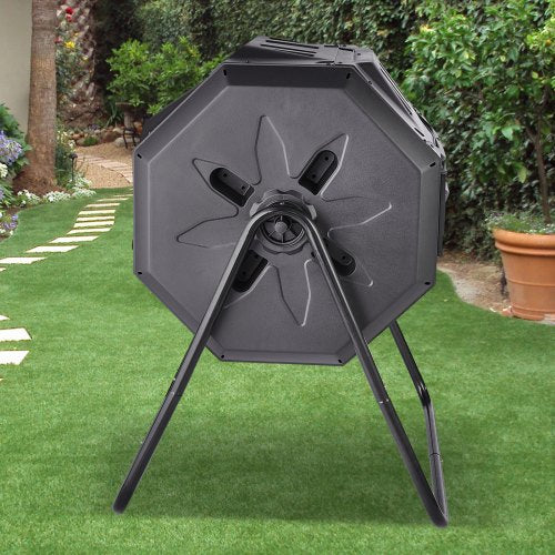 VEVOR Tumbling-Komposterbin Komposter Tumbler 162,7 L, Trommelkomposter Drehbar Doppelraum Tumbling Komposter 735 x 625 x 955 mm, 50 kg Belastbarer Garten Kompostbehälter inkl. Handschuhe