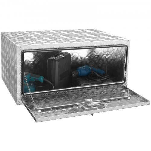 VEVOR Unterboden-LKW-Box, 914 x 610 x 610 mm Pickup-Aufbewahrungsbox, Aluminium-Diamantplatten-Werkzeugbox mit Schloss &amp; Schlüsseln, Wasserdichte Anhänger-Aufbewahrungsbox mit T-Griff-Verriegelung