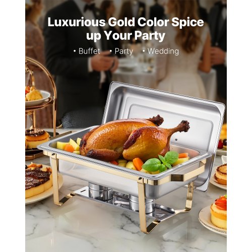 VEVOR Chafing Dish Set Speisenwärmer Edelstahl 7,5L/4L Buffet Gold Hochzeit