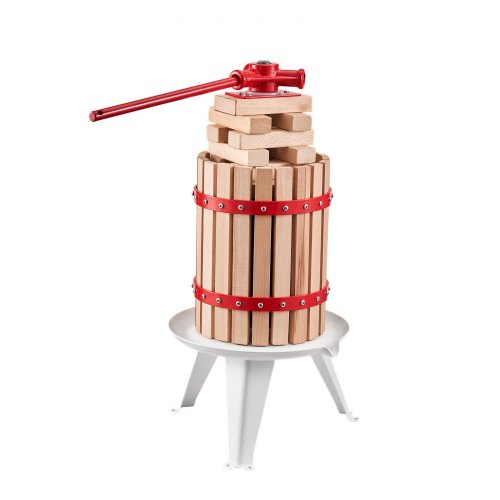 VEVOR Obstweinpresse Apfelmühle Manuelle Presse Weinherstellung 6L mit Holzkorb