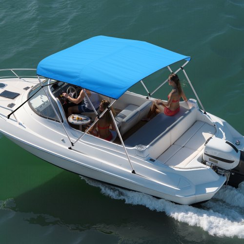 VEVOR Bimini Top Bootsverdeck Bootdach Sonnenverdeck Blau 3 Bögen 185-198cm