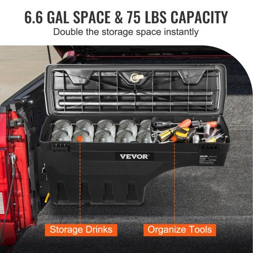 VEVOR Lkw-Ladeflächen-Aufbewahrungsbox, Abschließbarer Schwenkkoffer, 25 L ABS-Radkasten-Werkzeugkasten, Wasserdicht &amp; Langlebig, Kompatibel mit Ford F-150 2015–2021, Lkw-Ladefläche Aufbewahrungsbox
