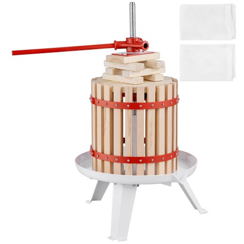 VEVOR Obstpresse Saftpresse Beerenpresse 12 L, Fruchtpresse 25 x 25 cm Zelkova-Holz Manuelle Obstpresse, Apfelpresse Weinpresse Maischepresse Saftpresse Entsafter Obstmühle mit Filtertüten