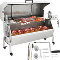 VEVOR Rotisserie-Grill, Edelstahl, Schweinelamm, Haubenbräter, 127 cm, elektrischer Holzkohlespieß, mit 40-W-Motor und höhenverstellbaren, feststellbaren Rollen, mit Deckel, für Outdoor, Camping usw.