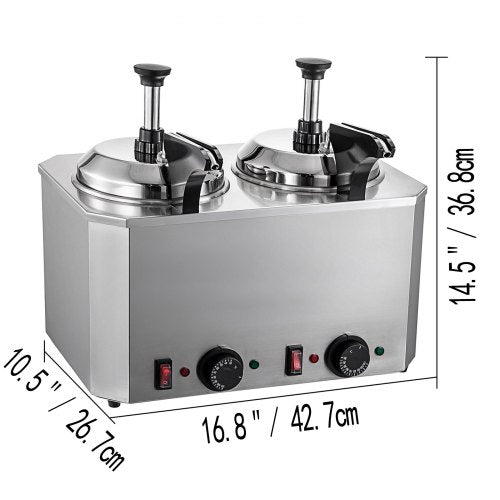 VEVOR Elektrischer Fudge Nacho Käse Schokolade Spender Wärmer für Restaurant usw. mit 2 Pumpen