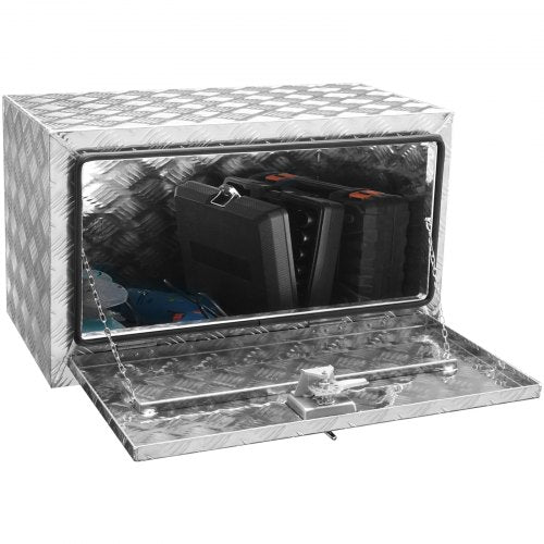 VEVOR Unterboden-Lkw-Box, 760 x 430 x 460 mm Pickup-Aufbewahrungsbox, Aluminium-Werkzeugkasten mit Schloss &amp; Schlüsseln, Wasserdichte Anhänger-Werkzeugkiste für Lkw, Transporter, Anhänger usw. Silber