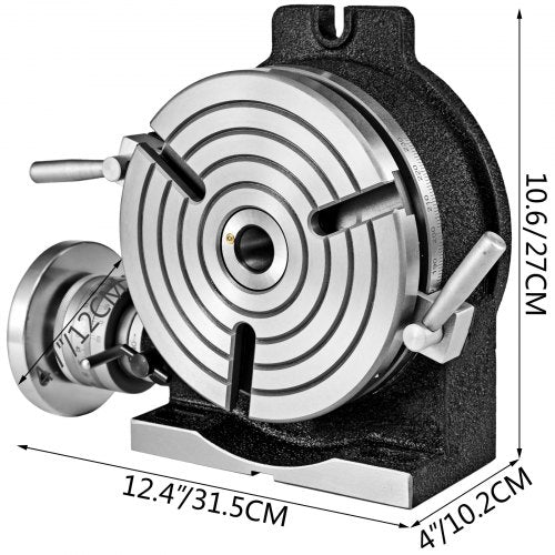 VEVOR Teilapparat Rundtisch 200mm Rundteiltisch Horizontal Vertikal Teilkopf Teilapparat schwenkbar zum Fräsen und Bohren
