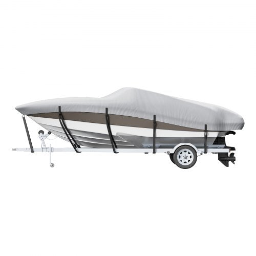VEVOR Bootspersenning Abdeckplane Bootsplane, 609–670 cm Persenning Schlauchboot 600D Oxford-Gewebe Bootspersenning Abdeckung mit Aufbewahrungstasche 435 x 300 mm, Angelboot Bootsabdeckplane Grau