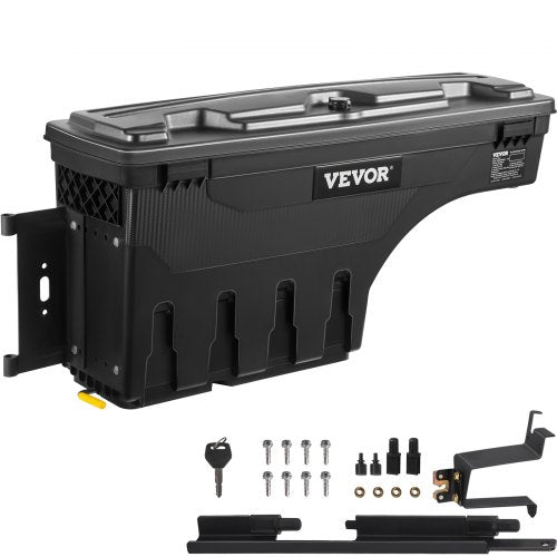 VEVOR LKW-Ladefläche Staufach, abschließbarer Deckel, wasserdicht ABS Radkasten Werkzeugkasten 25 L, kompatibel mit Chevrolet Silverado 1500 GMC Sierra 1500 2019-2021, Fahrerseite, Schwarz
