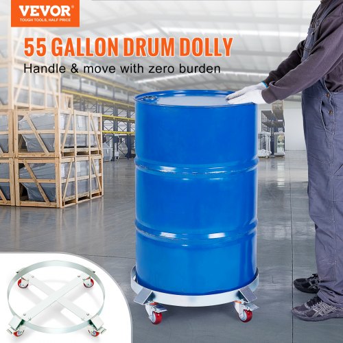 VEVOR Fassroller 250L Transportroller aus Kohlenstoffstahl Metall Rollbrett Innendurchmesser Ø 607mm Fasswagen mit 4 Universalrädern Rollwagen Transportwagen zum Transport von Fass bis zu 454kg