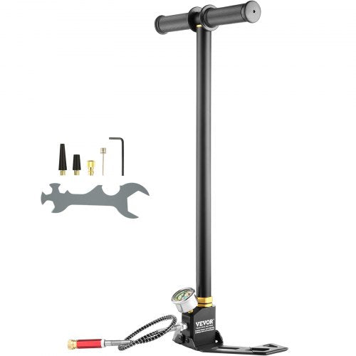 VEVOR Handluftpumpe, 4500 psi Luftgewehrpumpe, 310Bar PCP-Pumpe 3 Stage Luftgewehr Lade Stirrup Handpumpe, Handbügelpumpe Dreistufige Steigbügelpumpe, Handluftpumpe Kompletter Zubehörsatz
