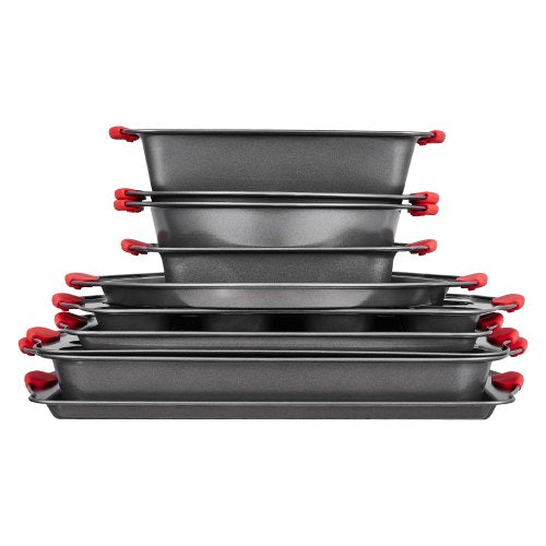 VEVOR Backform Küchenbackform Set 3-teilig Karbonstahl Silikongriffe Schwarz