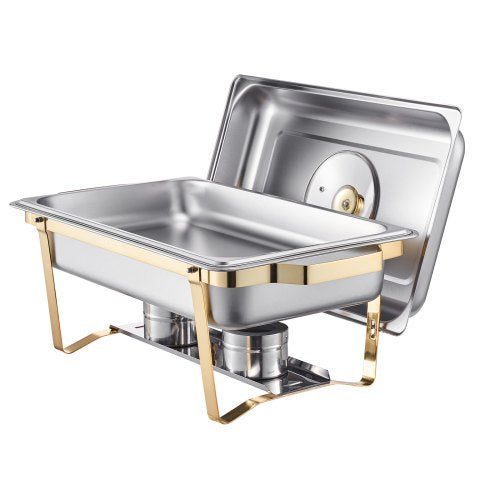 VEVOR Chafing Dish Set Speisenwärmer Edelstahl 7,5L 4 Behälter Gold Buffet