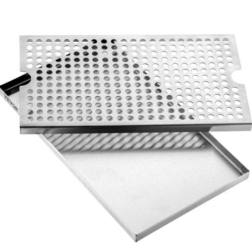 VEVOR 304  Edelstahl-Tropfschale, Bierabtropfschale mit 4 Rutschfesten Gummipads &amp; Abnehmbarer Abdeckung, 300 x 180 x 25 mm Bar-Tropfschale Geeignet für Restaurants, Bars, Küchen, Café usw.