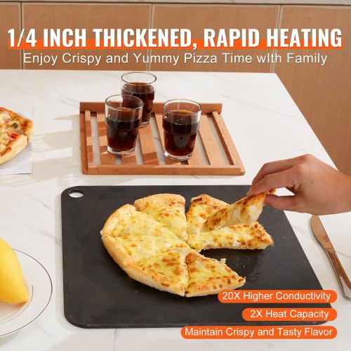 VEVOR Pizzastahl, 13,5" x 10" x 1/4" Pizzastahlplatte für den Ofen, vorgewürzter Pizza-Backstein aus Kohlenstoffstahl mit 20-fach höherer Leitfähigkeit, robuste Pizzapfanne für Außengrill, Innenofen