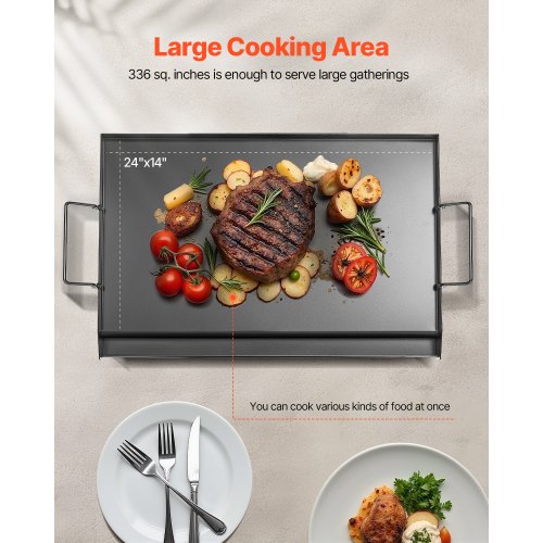 VEVOR Flache Grillplatte Grillpfanne Karbonstahl BBQ Kochgeschirr 605x360mm
