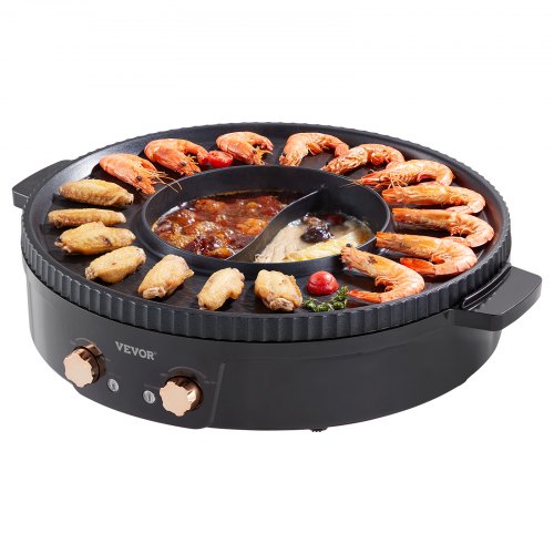 VEVOR Hot Pot mit Grill 1800W 2 in 1 Elektrischer Rauchfreier Grill BBQ Grill