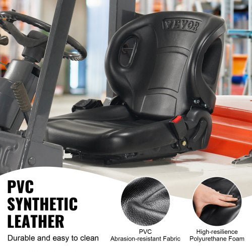 VEVOR Universal Traktorsitz aus PVC-Kunstleder und Polyurethanschaum Traktor Schleppersitz mit Sicherheitsgurt und Mikro-Sicherheitsschalter Fahrersitz Einzelsitz 160–340mm Schlitz