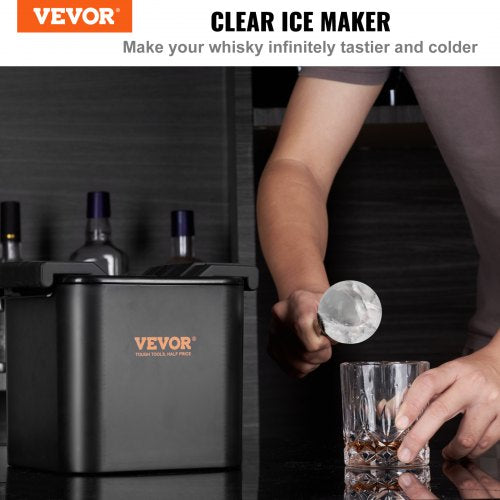 VEVOR 2-teiliger Eiswürfelbereiter Eiswürfelformen 6 cm Eiskugel Eiswürfelform Eiskugelforner mit Aufbewahrungstasche, Strapazierfähige Eiswürfelformen Eiswürfelbehälter Schwarz Whisky, Americano
