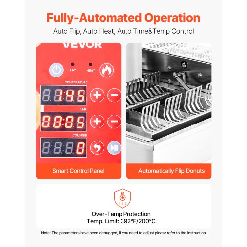 VEVOR Kommerzielle Automatische Donut Maschine Maker 4 Reihen 240 Stk./h